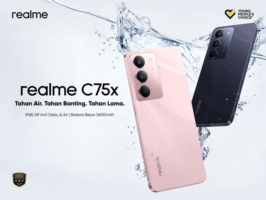 Realme C75x resmi diperkenalkan sebagai salah satu smartphone yang menawarkan keunggulan dalam perlindungan terhadap air dan debu, dengan sertifikasi IP69, menjadikannya pilihan yang menarik di kelasnya.